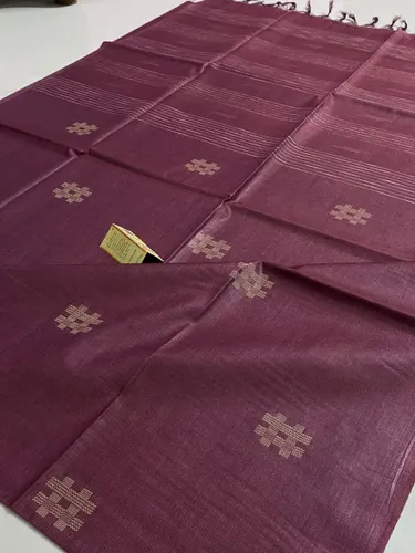 Pure Katan Silk Handwoven Saree with Self Weaving Design